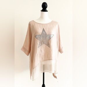 Pink Top with Silver Sequin Star